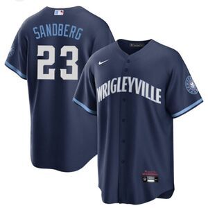 NBA Nike NWT RYNE SANDBERG #23 MEN'S CHICAGO CUBS Button Up Jersey Size 60